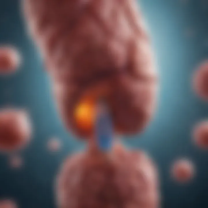 Illustration of insulin production in the pancreas